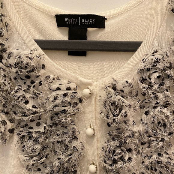 WHBM White & Black Button Down Cardigan - Picture 2 of 3